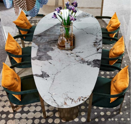 Iessdësch Marmor Edelstol Nei Kreativ Modern Design Miwwelen Luxus