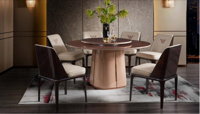 Exquisite beige Iesszëmmer Liederstull mat modernen italienesche Stil