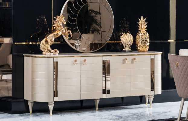 Komplett Iesszëmmer Kommoden Dësch 6x Still Kommode Spigel Set Garnitur Nei