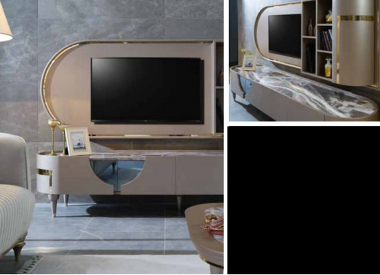 TV Schaf Lowboard RTV Miwwelen Schief Wunnzëmmerschaf Sideboard Kommode Nei