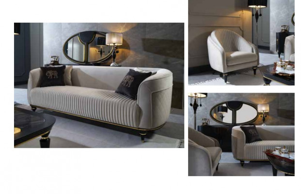 Canapé-Set 3+1 Sëtzer Beistellzëmmer Textil Set Design Modern 3-Teile Moebel Nei