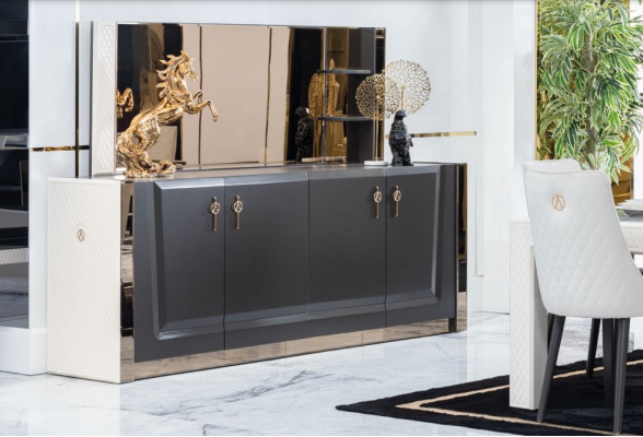 Iesszëmmer Garnitur Dësch 6x Stull Kommode Spigel Italieneschen Stil Grupp Nei