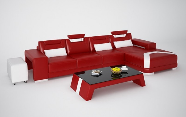 Designer Sofa Canapé Ecksofa mat Fousshocker Polster Garnitur Wunnlandschaft L Form