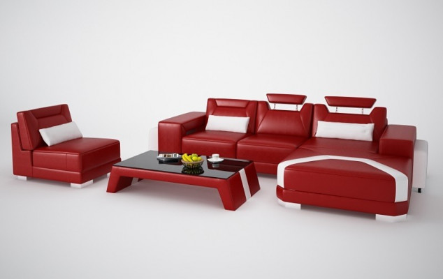 Designer Sofa Canapé Ecksofa mat Fousshocker Polster Garnitur Wunnlandschaft L Form