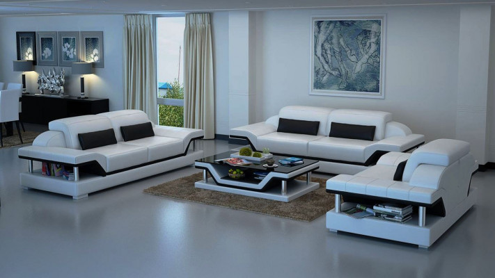Sofa-Garnitur Komplett Set Wunnzëmmer Garnituren 3+1+1 Sëtzer Sofa Polster.