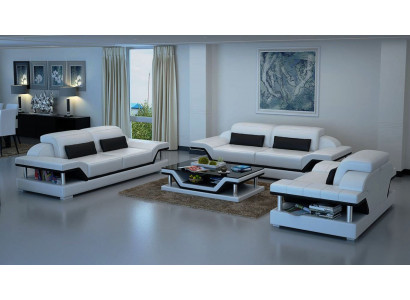 Liederpolster Canapéen Sofa Luxus Sofagarnitur 3+2 + Dëschset Nei