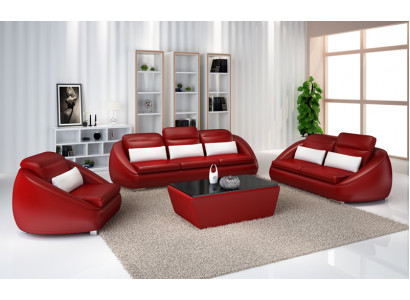 Luxus Miwwelen Sofagarnitur Canapé Sofa Polster 3+2 Rout Sëtzpolster Grupp