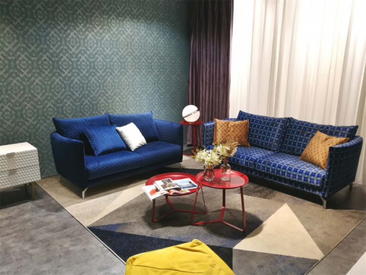 Design Polster Luxus Sëtz Canapé Couch Textil Sofa 3 Sëtzer Stoff Dräisëtzer Samt