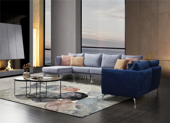 Modern Eckcouch-Set L-Form Polstersëtz Eck Couch Garnitur Textil.