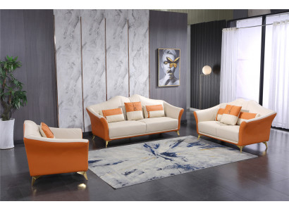 Sofa Polster Lieder Couch Sëtz Komplett Set Modern Garnitur 3+2+1 Sëtzer