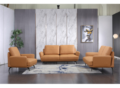 Ledersofa Sofagarnitur Deko 3+2+1 Sëtzer Set Polstersofa Garnitur Couch
