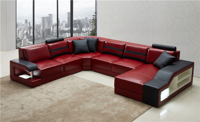 Moderne Sofa Eckgarnitur U-Form Polster Wénkel Canapé Designer Sitz Miwwelen Canapéen