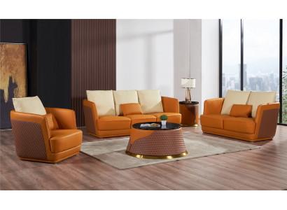 Wunnlandschaft Sofagarnitur 3+2+1 Sëtzer Ledersofa Couch Garnitur