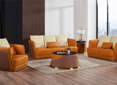 Wunnlandschaft Sofagarnitur 3+2+1 Sëtzer Ledersofa Couch Garnitur