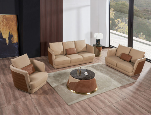 Sofasëtzt 3+2 Sëtzer Ledersofa Canapé Wunnlandschafts Garnitur Design
