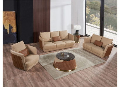Sofasëtzt 3+2 Sëtzer Ledersofa Canapé Wunnlandschafts Garnitur Design