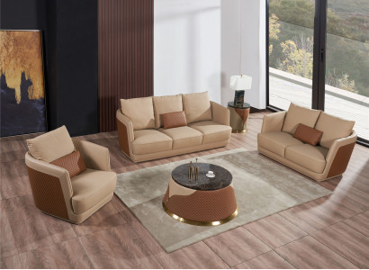 Sofasëtzt 3+2 Sëtzer Ledersofa Canapé Wunnlandschafts Garnitur Design