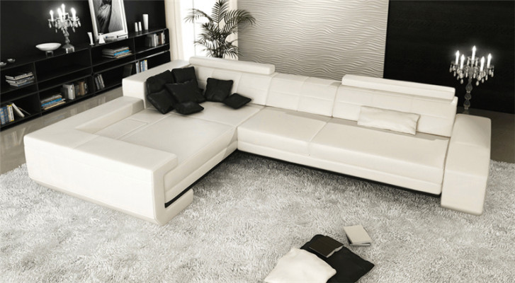 Sofa L-Form Ledersofa Couch Wunnlandschaft Garnitur Design Ecksofa