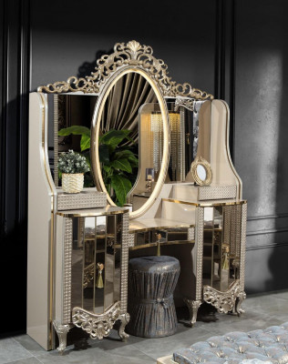 Schminktisch Konsolentisch Friséiertisch Friséierkommode Beige Holz Neien