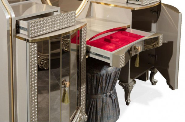 Schminktisch Konsolentisch Friséiertisch Friséierkommode Beige Holz Neien