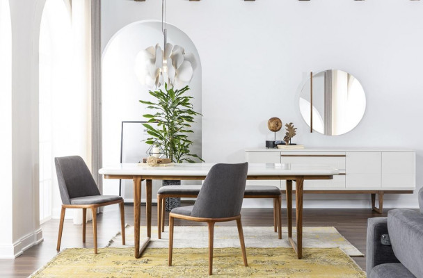 Iessdësch-Eck Iessgrupp Iesszëmmer Iessdësch Still Sideboard 10-Deel Holz Wäiss