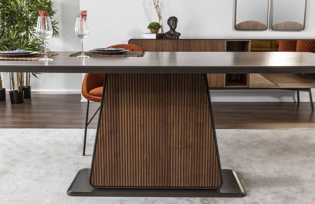 Iessgrupp Iesssall Iessdësch Dësch Still Set 7 Deeler Holz Brong Nei