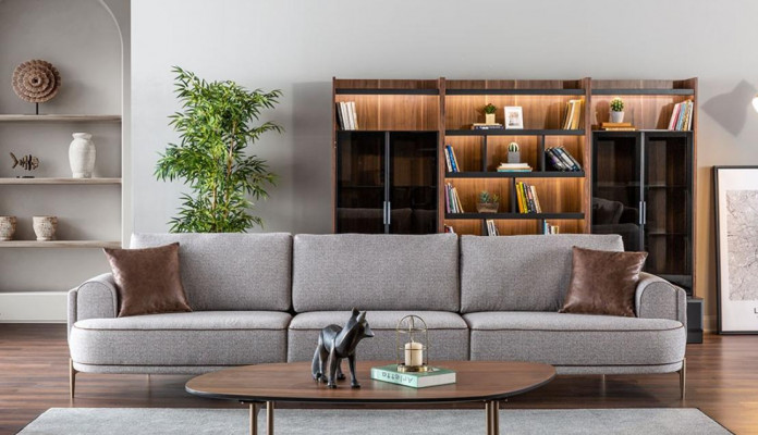 Däisëtzer Sofa 3-Sëtzer Stoffsëfa Sofas Modern Gro Stoff Coach Nei