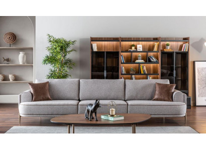 Däisëtzer Sofa 3-Sëtzer Stoffsëfa Sofas Modern Gro Stoff Coach Nei