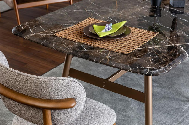 Iessdësch Iessgrupp Iesszëmmer Still Sideboard Set 7tlg Marmer Schwaarz