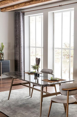 Iessdësch Iessgrupp Iesszëmmer Still Sideboard Set 7tlg Marmer Schwaarz