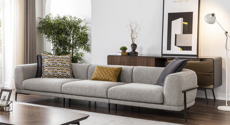 Dreisëtzer Canapé 3 Sëtzer Stoffcanapé Canapéë Modern Gro Stoff Couch Nei