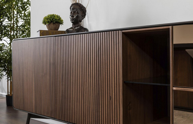 Sideboard Kommod Anrichte Spigel Holz Modern Braun Set Garnitur