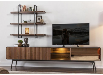 rtv Lowboard Fernsehstänner Regal Säitendësch Wunnzëmmer Holz brong Modern