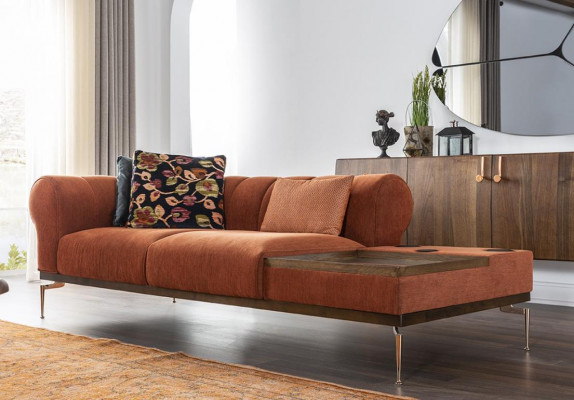 Zwee-Sëtz Sofa 2 Sëtzer Stoffs-Sofa Sofas Modern Stoff Orange 234cm