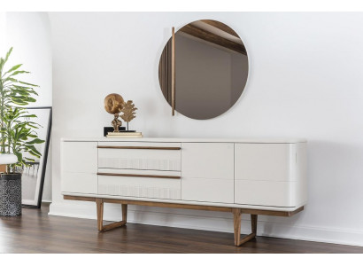 Sideboard Kommod Anrichte Spigel Holz Iesszëmmer Schief Set Wäiss