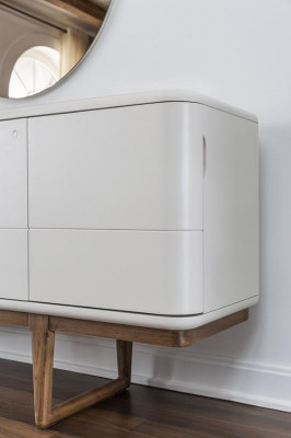 Sideboard Kommod Anrichte Spigel Holz Iesszëmmer Schief Set Wäiss