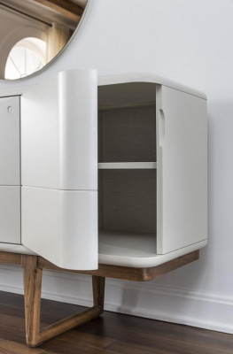 Sideboard Kommod Anrichte Spigel Holz Iesszëmmer Schief Set Wäiss
