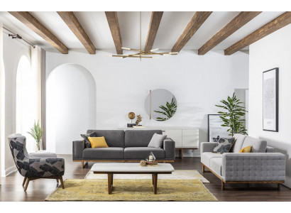 Canapé-Set 331 Plazen Stoffsofa Sofa Sofas Stoff Still Grau Modern