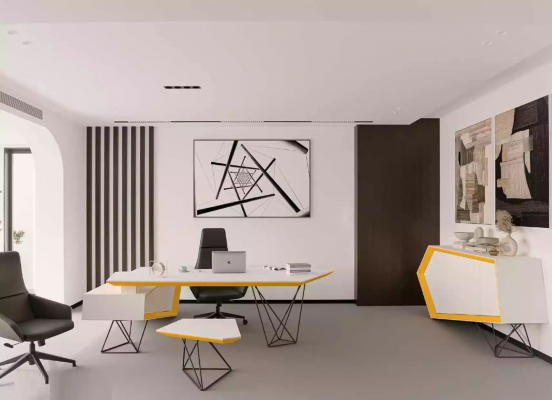 Arbechtszëmmer Büro Eckbüro Schreifdësch Couchtisch Sideboard Modern Wäiss