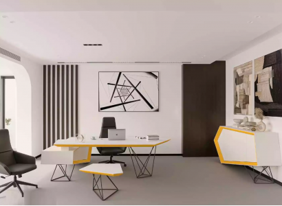 Arbechtszëmmer Büro Eckbüro Schreifdësch Couchtisch Sideboard Modern Wäiss
