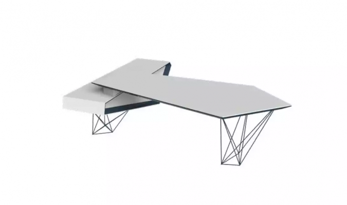 Arbechtszëmmer Büro Eckbüro Schreifdësch Couchtisch Sideboard Modern Wäiss