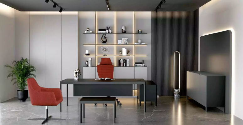 Eckschreifdësch Sideboard Salontafel Büro Modern Holz Schwaarz