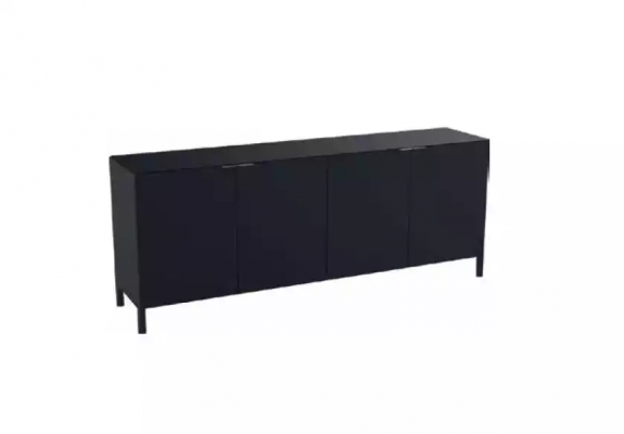 Eckschreifdësch Sideboard Salontafel Büro Modern Holz Schwaarz