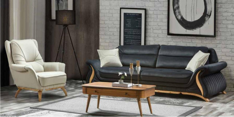 Design Sofas 3+1 Sëtz Fautteuil Canapé Polster Luxus Klassesch Kënschtlech Lieder Canapéen