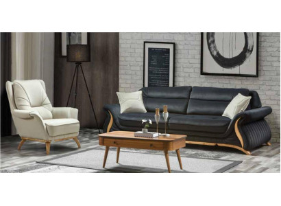 Design Sofas 3+1 Sëtz Fautteuil Canapé Polster Luxus Klassesch Kënschtlech Lieder Canapéen