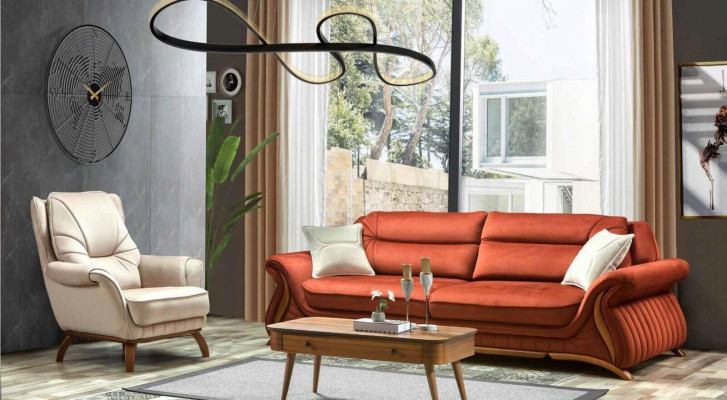 Luxus Klassesch Textil Canapéen Design Sofa 3+1 Sëtz Fotell Couch Polstersoffen