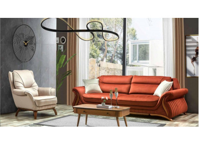 Sofa Canapé Polster 3+1 Sëtz Kënschtlech Lieder Sofasen Fotel Sëtz Garnituren Design