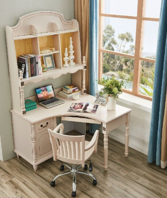 Eck Schreifdësch 2in1 Stull Fauteuil Dësch Landhaus Miwwelen Büro Sets Dëscher Büro