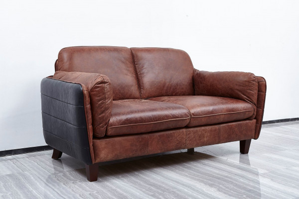 Luxus Vintage 3+2 Sëtzer Echtlieder Miwwel Wunnzëmmer Sofa Suite Loft Garnituren