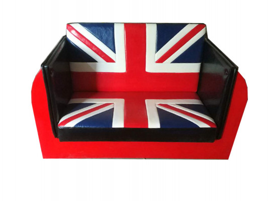 Retro Union Jack Sofa Auto Miwwel Garage Auto Sofa Canapé Couch Polster Zweepëtzer